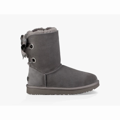 Botas UGG Customizable Bailey Bow Short Mulher Cinzentas Escuro | PT-CWRQZ